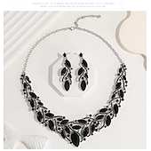 abordables Parures de Bijoux-un parure de bijoux de mariée 1 ensemble Zircon Strass 1 Collier Boucles d&#039;oreilles Femmes Mode Personnalisé Luxe Mignon Fantaisie Forme de Feuille irrégulier Parure de Bijoux Pour Mariage Soirée