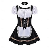 tanie Kobiety-Oktoberfest Mini Sukienka Dirndl Pokojówka Seksowny bawarski Alpejski Łąki Damskie Impreza Festiwal Piwa Tkanina w stylu tradycyjnym (30 cm)