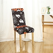 abordables Funda para silla de comedor-Funda para silla de comedor con estampado de calavera de Halloween, decoración de mesa para festivales, accesorios de disfraces para decorar