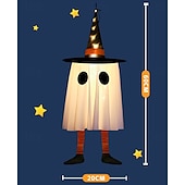 billige Halloween utendørs-3 stk. 60 cm halloween utendørs lys hengende lysende heksehatt lange ben utendørs innendørs halloween-fest fest hengende tre tak vegg festlig atmosfære dekorativt lys tre-knappsbatterier