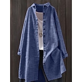 voordelige Overhemdjassen-Dames Overhemdjack Vrijetijdsjas Comfortabel Ademend Knop Afdrukken Casual Ruitjes Vakantie Straat Casual Alledaagse kleding Enkele rij knopen Lang Strijkijzer Normale pasvorm Lange mouw bovenkleding
