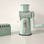 abordables Ustensiles et gadgets de cuisine-Hachoir à aliments et râpe à fromage 5 en 1, trancheuse à légumes rotative manuelle avec 5 lames en acier inoxydable, sans BPA, facile à nettoyer, cadeau de cuisine pour fromage, carottes, pommes de