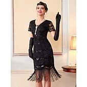 levne Šaty-Retro Řvoucí 20s 20. léta 20. století Bubenové šaty Šaty Úbory Velký Gatsby Svatební host Flitry Třásně Maškarní kostým Dámské Vánoce předvečer Všech svatých Karneval Párty a večer Svatební hostina
