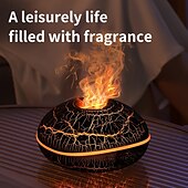 economico lampada da comodino-Umidificatore per aromaterapia alimentato tramite USB con 7 luci colorate - diffusore di oli essenziali con effetto fiamma, design senza filtro per un&#039;atmosfera rilassante in camera da letto