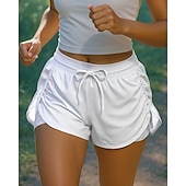 baratos Calções de corrida-Mulheres Shorts de Corrida Shorts franzidos Cintura elástica Com Cordão Calção Desportos e Ar livre Casual Secagem Rápida Leve Respirável Tênis Golfe Corrida Normal Roupa de esporte Roupas Esportivas