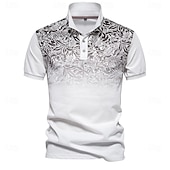 preiswerte Herren Elite Polo-Herren Männlich Blumen Blumenmuster Polo Strick-Polopullover Kurzarm Umlegekragen Polokragen Modern Formell Arbeit Sport &amp; Outdoor Knöpfe Drucken Frühling Rubinrot Weiß Hellblau