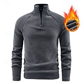 economico felpe in pile-Per uomo Felpa con cappuccio e zip Felpa con cappuccio Felpa con zip Felpa con cappuccio in pile Nero Rosso Grigio Colletto Mao Semplice Con zip Zip a un quarto Sport &amp; Outdoor Casuale Quotidiano
