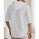 economico Camicie di lino-Per uomo Camicia Camicia di lino Camicia casual Camicia con Bottoni Camicia di cotone A righe Vacanza Camicia hawaiana Nero Bianco Blu marino Cachi Manica Lunga Con Cappuccio Primavera Autunno