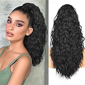 economico Code-Extension per coda di cavallo con clip a artiglio, code di cavallo ondulate da 18 pollici, extension per capelli a strati, soffici, con clip per donne, posticci sintetici, nero ombré, biondo misto.