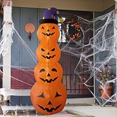 cheap Landscape Lights-1 Pc 2.4M Halloween Inflatable Pumpkin Luminous Strip Lamp Air Model Courtyard Garden Lawn Path Halloween Party Atmosphere Decorative Lights