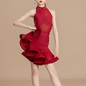 abordables Tenues de danse latine-Danse latine Tenues de Danse pour Enfants Jupes Fantaisie Fille Utilisation Usage quotidien Sans Manches Taille haute Lycra