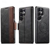 Χαμηλού Κόστους Samsung Θήκη-τηλέφωνο tok Για Samsung Galaxy Θήκη κάρτας πορτοφολιού Μαγνητική Υποστήριξη ασύρματης φόρτισης Υποδοχή κάρτας Ρετρό TPU PU δέρμα