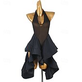 voordelige wedstrijd jurk-Latin Salsa Dance Kleding Pure Kleur Gesplitst Dames Prestatie Opleiding Mouwloos Chinlon Netstof