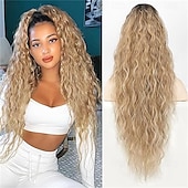 ieftine Coadă de cal-Extensie de coadă de cal cu gheare, extensie de coadă de cal pentru femei, extensii de păr lungi și ondulate, pufoase, cu aspect natural, sintetice, de 26 de inch, cu clips, pentru utilizare zilnică