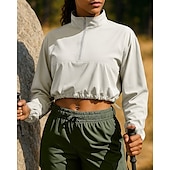 baratos Casacos impermeáveis-Mulheres Moletom com capuz Jaqueta de Trilha Jaqueta esportiva Ao ar livre Proteção Solar Respirável Secagem Rápida Roupas de caminhada Roupas de caminhada Outono Jaqueta Tênis Golfe Corrida Côr