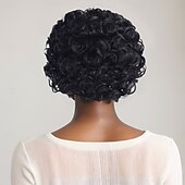 abordables Perruques Synthétiques Sans Bonnet-Perruque Synthétique Frisé Jerry Afro Bouclé Coupe dégradée Coupe Asymétrique Fabriqué à la Machine Perruque 10 pouces A1 Cheveux synthétiques Femmes Cool Classique Adorable Multicolore