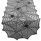 voordelige Halloween Keuken-1 stuk Halloween polyester tafelkleed tafelloper - eigenzinnig spinnenweb kantontwerp voor gotische decoratie bij feestdagen, donkere servetten om de sfeer van uw kamer te veranderen herfst, Chris