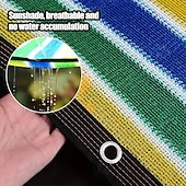 cheap Camping Furniture-Sun Shade Net, High-Density Breathable Colorful Striped Durable Plastic Sunshade Cloth for Patio, Picnic, Carport, Garden, Porch Awning