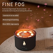 cheap Bedside Lamp-Volcanic Flame Aroma Diffuser with LED Night Light - Portable Essential Oil Humidifier Auto Shut-Off 2 Color Modes Ideal for Home &amp; Office