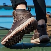 tanie Buty trekingowe-brązowe buty motocyklowe dla mężczyzn z podparciem kostki i wytrzymałą podeszwą, wytrzymały design na zewnątrz dla motocyklistów, na weekendowe wycieczki i eksplorację miejską