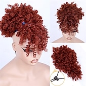 economico Code-Coda di cavallo con coulisse per donne nere, coda di cavallo afro con ciocca crespa e riccia, estensione con frangia, acconciatura nera, coda di cavallo con capelli naturali