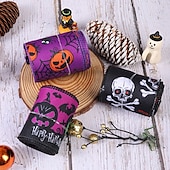 cheap Halloween Wreaths &amp; Floral Decorations-Halloween Burlap Ribbon Rolls with Spider Print, Edge Ribbons for DIY Crafts, Halloween Wreaths, Gift Wrapping and Party Decorations