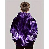 billiga Pojkens 3D Vision &amp; Geometri-Pojkar 3D Grafisk Blixt Huvtröja Långärmad Vår Höst Mode Streetwear Barn 4-12 år Huva Utomhus Ledigt Dagligen Normal