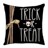 お買い得  装飾用クッションカバー-1 個 ポリエステル 枕カバー, ハロウィーン 方形 ファスナー 伝統的な クラシック