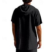 voordelige basis t-shirts-Voor heren T-shirt Henley-shirt T-shirts Shirt met korte mouwen Korte mouw Capuchon Zomer Lente Effen Modieus Ontwerper Basic Knop Vakantie Straat Uitgaan Zwart Wit Geel Top T-shirt voor mannen