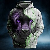 abordables conjuntos de sudadera con capucha estampada para hombre-Hombre Tigre 3D Sudaderas Sudadera Sudadera Sudadera con capucha Cuello Barco Fresco Impresión 3D Discoteca Ropa de calle Amarillo Rojo Correa 3D Otoño Invierno Diseñador