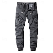 abordables Pantalons Cargo-Homme Pantalons Cargo Pantalons Boutons Taille Élastique Multi-poches Uni Portable Extérieur Quotidien Camping &amp; Randonnée Mode Classique Noir Vert Véronèse