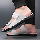 abordables Sandales de Vacances-sandales en similicuir marron pour hommes avec design perforé fermeture velcro réglable légères et respirantes idéales pour les voyages d'été et les journées à la plage