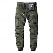 abordables Pantalons Cargo-Homme Pantalons Cargo Pantalons Boutons Taille Élastique Multi-poches Uni Portable Extérieur Quotidien Camping &amp; Randonnée Mode Classique Noir Vert Véronèse