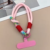 abordables Otras carcasas-Cuerda corta de moda de dos pliegues a juego con colores, cuerda corta de muñeca simple, cuerda colgante de doble capa, firme y resistente, antirroturas y anticaídas, cuerda para colgar teléfonos