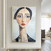 お買い得  人物画-キャンバスに描かれた抽象的な肖像画、オリジナルの美しい女性モデルの絵画、大きな現代人物の壁アート、カスタムメイドの寝室の壁装飾