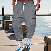 economico Pantaloni della tuta-Per uomo Pantaloni Cargo Joggers Pantaloni Pantaloni da Tuta Cargo Elastico in vita Coulisse Multi-tasche Semplice Indossabile All&#039;aperto Quotidiano Campeggio &amp; Escursionismo Moda Classico Nero Rosso