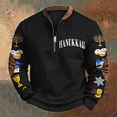 abordables Sudaderas 3D para hombre-Hombre Sudadera Sudadera con un cuarto de cremallera Negro Verde Ejército Azul Real Media cremallera Graphic Bloque de color Letra Deporte Diario Festivos Poliéster Ropa de calle Casual Otoño invierno