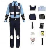 preiswerte Paar- und Gruppenkostüme-Tierdetektiv Polizei Hase Outfits Kostüm Bodysuits Abenteuerfilm Cosplay for Unisex Kinder Erwachsene Halloween Karneval Leistung Pädagogisches Ankleiden Verkleidung für Schulveranstaltungen