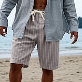 economico Vacanza-Per uomo Shorts Pantaloncini Estivi Pantaloncini casual Tasca Coulisse Elastico in vita A righe Comodità Indossabile Lunghezza al ginocchio All&#039;aperto Sport Quotidiano Moda Casual Nero Bianco
