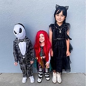 cheap Movie Character Wigs-Long Braid Wig With Bangs Black Braided Wig Girls Halloween costume Wigs For Kids