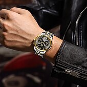 economico Orologi meccanici-Orologio da uomo con tourbillon meccanico automatico, orologio sportivo di lusso in acciaio inossidabile.