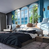 ieftine tapiserie peisajului-Tapiserie artificială cu vedere la ocean artă murală tapiserie mare decor mural fundal pentru fotografie pătură perdea decor pentru casă dormitor cameră de zi