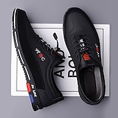 cheap Casual-Men&#039;s Premium White and Black Faux Leather Lace-Up Sneakers with Vibrant Color Accents for Sports and Leisure