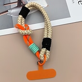 abordables Otras carcasas-Cuerda corta de moda de dos pliegues a juego con colores, cuerda corta de muñeca simple, cuerda colgante de doble capa, firme y resistente, antirroturas y anticaídas, cuerda para colgar teléfonos