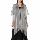 baratos envoltórios da mãe-Capa Elegante de Proteção Solar para Mulheres com Mangas Curtas em Seda Imitada com Cor Pura para Casamento de Verão