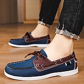 economico Casuale-scarpe da barca da uomo bicolore nere e bianche con design classico allacciato, comode ed eleganti, ideali per gite in spiaggia, abbigliamento casual ed eventi estivi