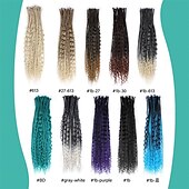 cheap Crochet Hair-24 Inch 3 In 1 Dreadlock Extensions Sets 30 Strands Mixed Ombre Blue Synthetic SE Dreads Extensions 100% Handmade Soft Single Ended Curly Boho Wavy Dreads for Girls
