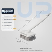 abordables Les fournitures de nettoyage-Brosse de nettoyage de salle de bain, brosse de nettoyage multifonctionnelle, avec poignée rotative, rangement mural