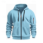 preiswerte Basic-Hoodies für Herren-Herren Kapuzensweatshirt Schwarz Weiß Wein Armeegrün Rote Mit Kapuze Einfach Reißverschluss Farbblock Sport &amp; Outdoor Lässig Täglich Polyester Cool Lässig sportlich Frühling &amp; Herbst Bekleidung