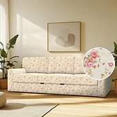 economico Copridivano-Copridivano in 100% cotone, adatto per divano Bårslöv, copridivano trapuntato con piante floreali